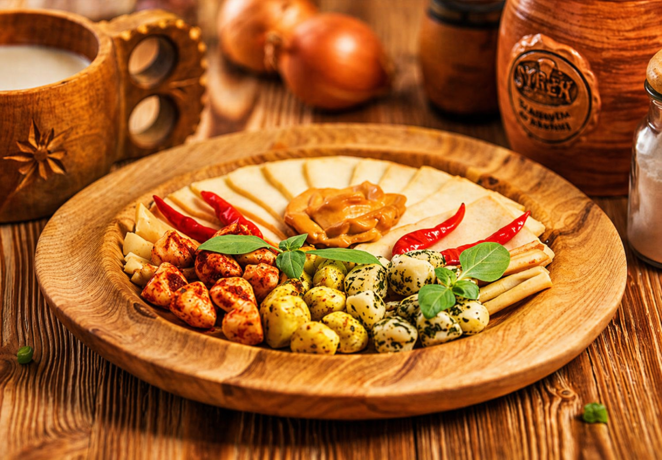 Kompozycja serów wędzonych i świeżych