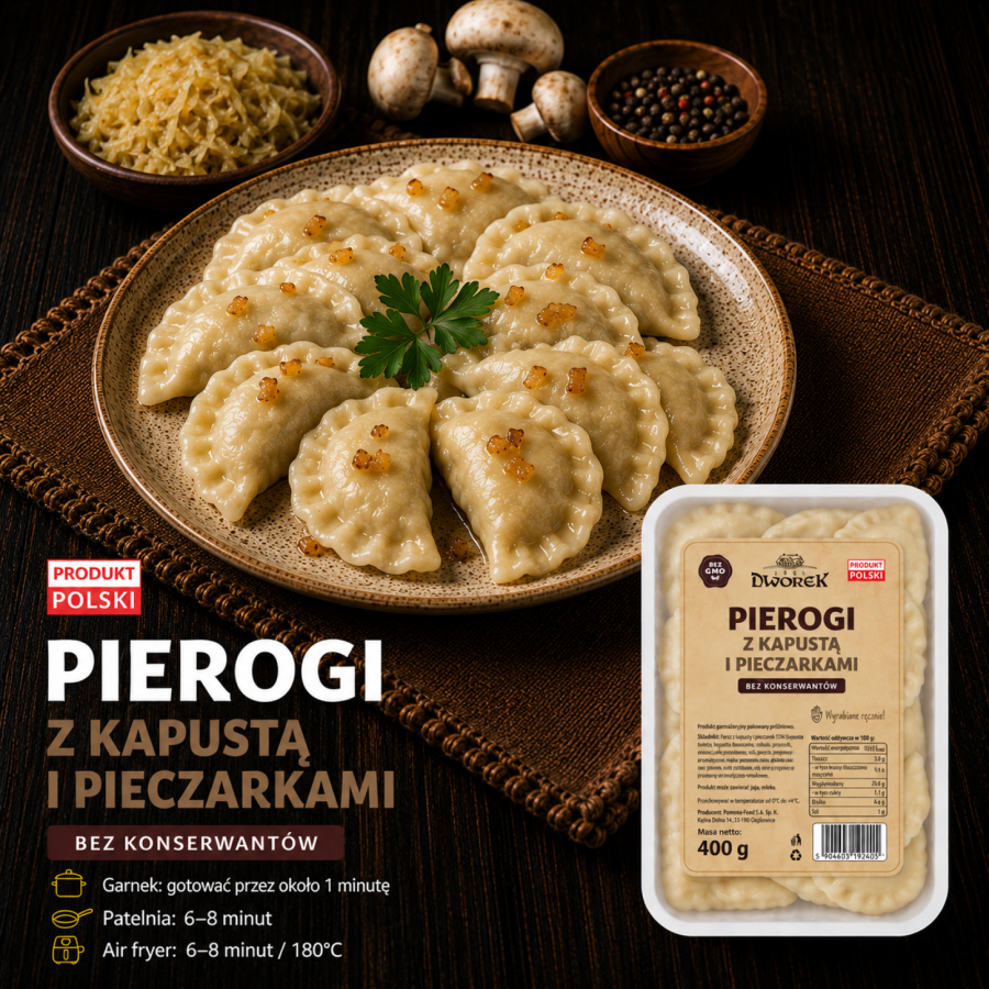 PIEROGI Z KAPUSTĄ I PIECZARKAMI