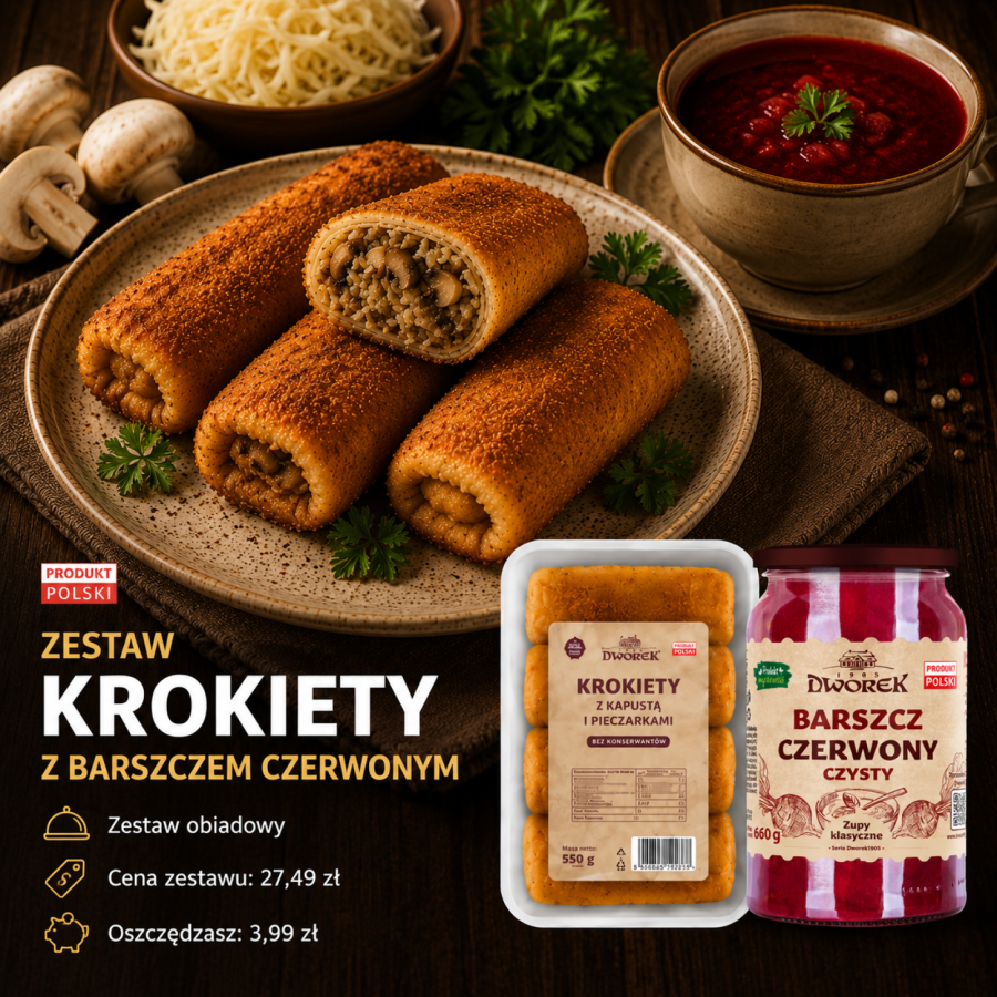 Zestaw: Krokiety z barszczem