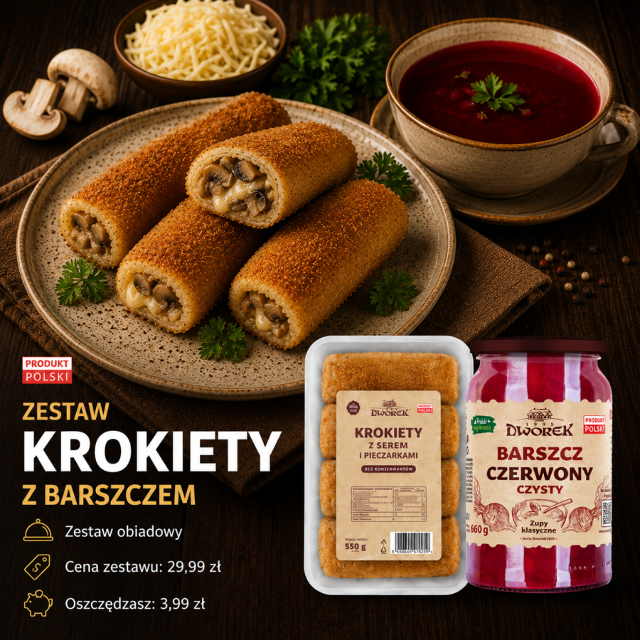 ZESTAW: KROKIETY Z SEREM + BARSZCZ CZERWONY