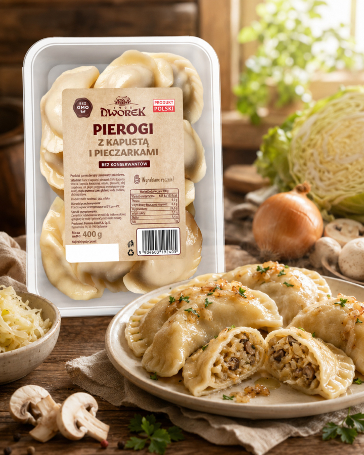 DUMPLINGS WITH CABBAGE AND MUSHROOMS